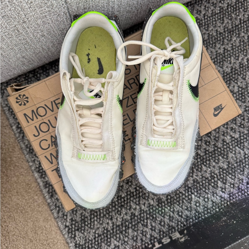 Nike Cream and Neon Green Low-Top Sneakers